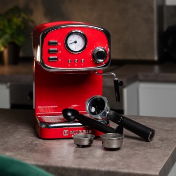 Morris Μηχανή Espresso 1100W Πίεσης 20bar Κόκκινη R20808EMR